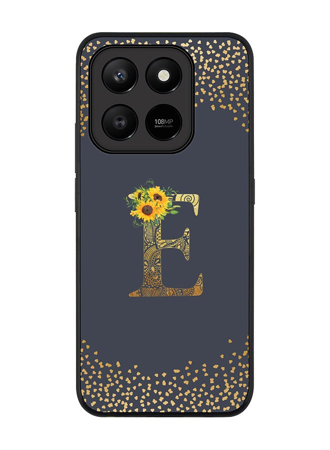 For Honor X7d 4G / X7d 5G / 400 Smart Case,Slim fit Camera Protection, Shockproof Thin Phone cover  - Custom Floral Monogram - E  (Grey )